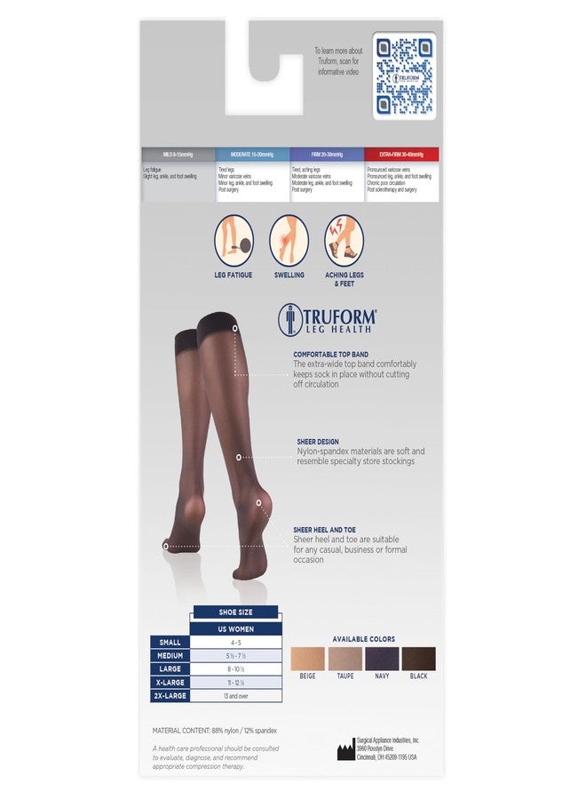 Truform Sheer Compression Stockings, 8-15 mmHg, Women's Knee High Length, 20 Denier, Beige, Medium - Image 4